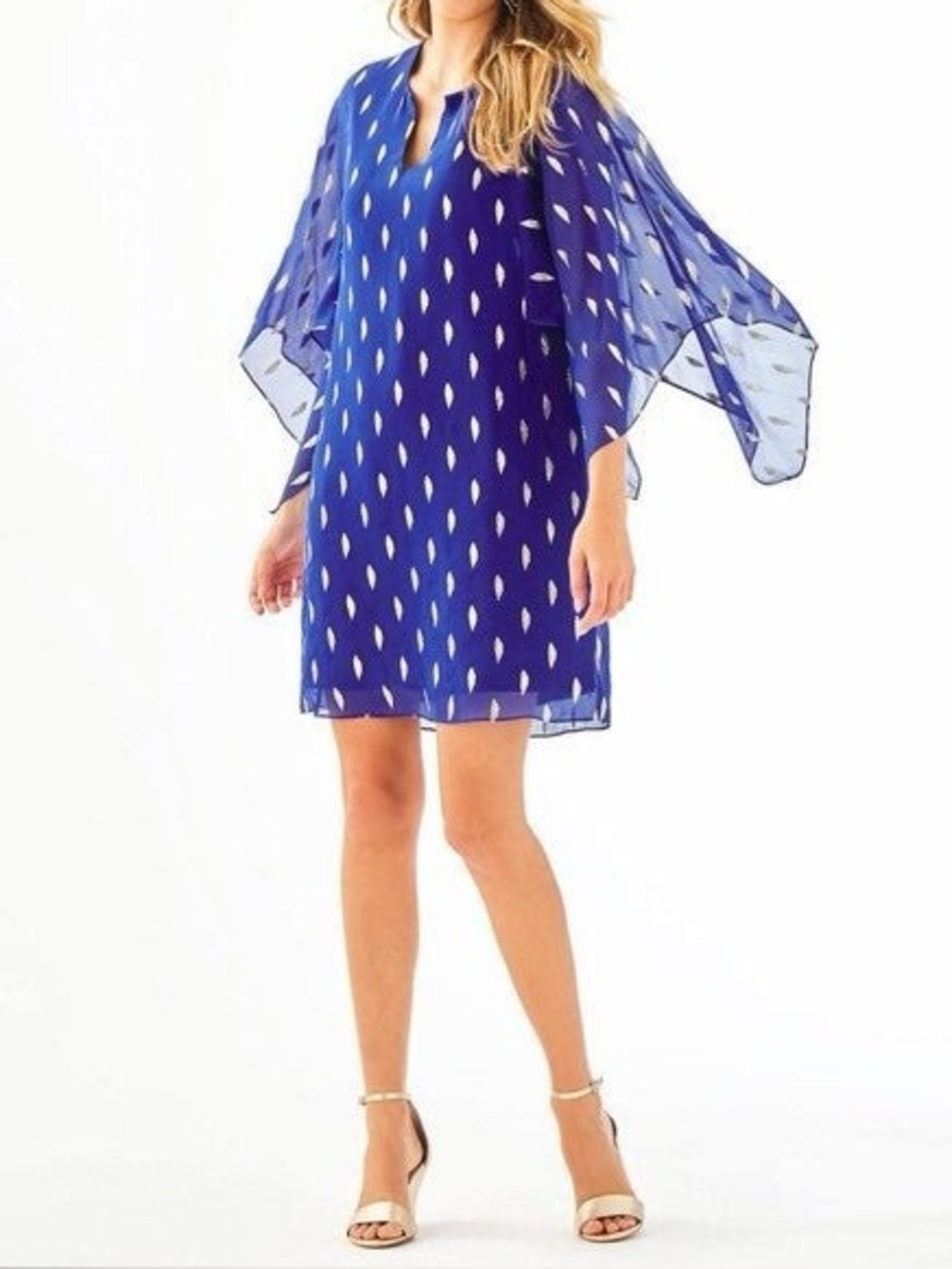 LILLY PULITZER SHALYNN SILK CAFTAN DRESS DIAMOND METALLIC CLIP LAPIS LAZULI  6